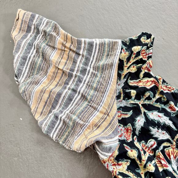 Free People Under the Sun Tunic Top Mini Dress Size Small Floral Striped - Picture 8 of 16